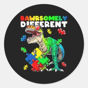 Adesivo Redondo Altamente Diferente Dinossauro Autismo Sensibiliza