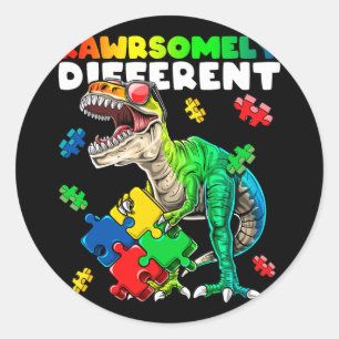 Adesivo Redondo Altamente Diferente Dinossauro Autismo Sensibiliza