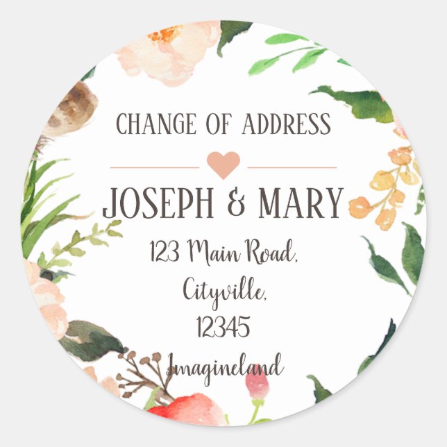 Adesivo Redondo Alteração de endereço (Frente)