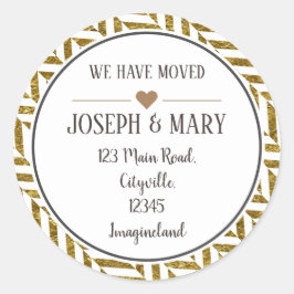 Adesivo Redondo Alteração do endereço do herringbone de ouro preto