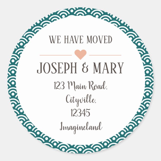 Adesivo Redondo Alteração do padrão moderno azul de endereço (Frente)