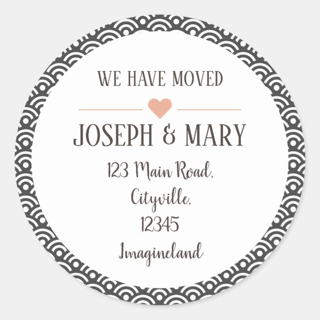 Adesivo Redondo Alteração do padrão moderno da cinza de endereço (Frente)