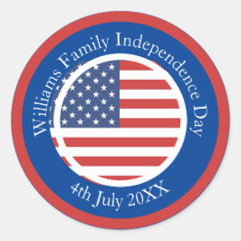 Adesivo Redondo Alterar Nome Texto EUA Sinalizador Independência D