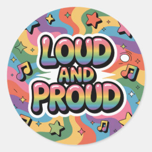 Adesivo Redondo Alto e Orgulhoso - Colorida LGBTQ+ Ally Psicodélic
