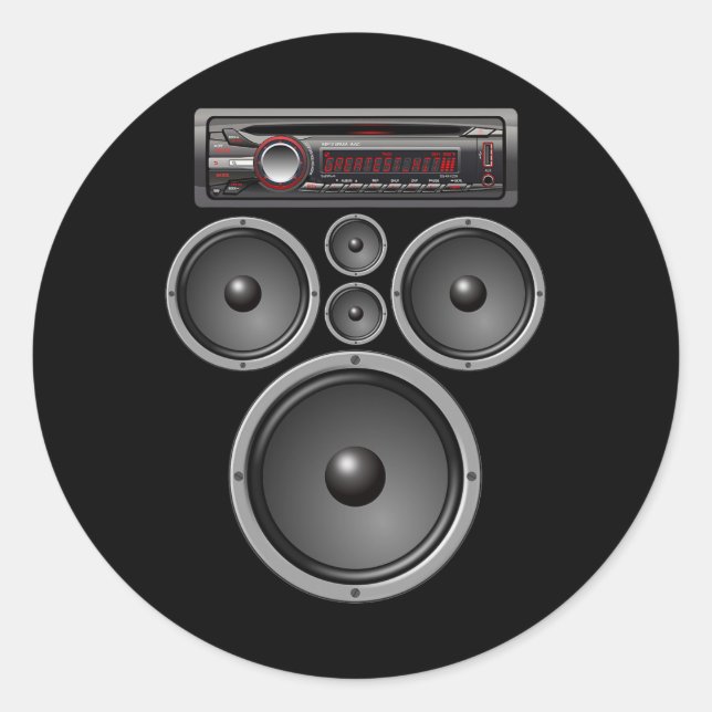 ADESIVO REDONDO ALTO FALANTES SISTEMA SOM CARRO CARNAVAL HALLOWEEN (Frente)