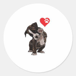 Adesivo Redondo Altos Cinco Bulldog Pup Eu Adoro Boxer Dog Lover