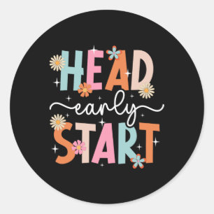 Adesivo Redondo Aluno do Early Head Start Primeiro Dia do T Head S