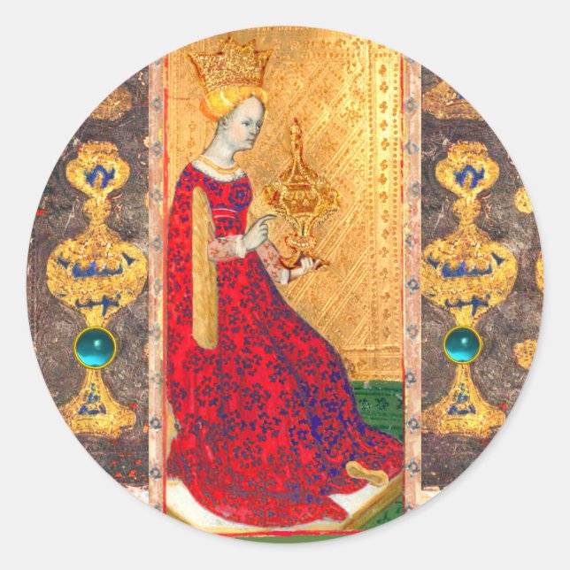 ADESIVO REDONDO ALVAS ANTIGAS DE RENASCIMENTO/RAINHA DE CUPOS (Frente)