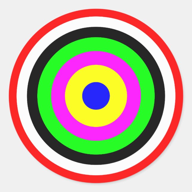 Adesivo Redondo Alvo, círculos coloridos (Frente)