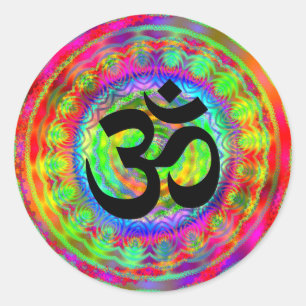 Adesivo Redondo Alvo de Tiedye com Símbolo Om