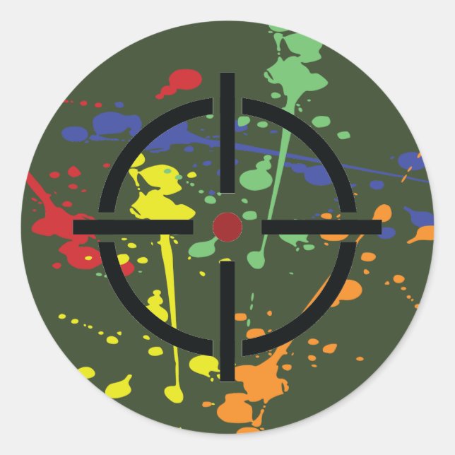Adesivo Redondo Alvo do Partido Paintball Verde do Exército (Frente)