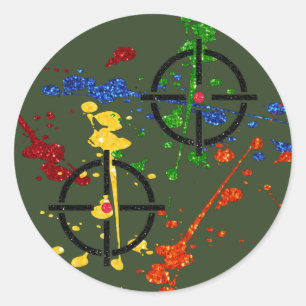 Adesivo Redondo Alvos do Partido Paintball Glitter