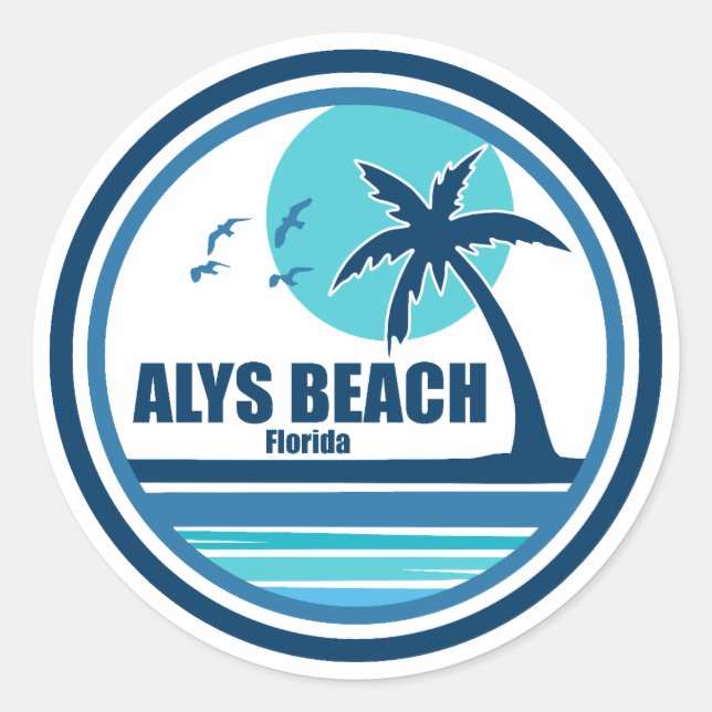 Adesivo Redondo Alys Beach Fort Walton Palm Tree Birds (Frente)