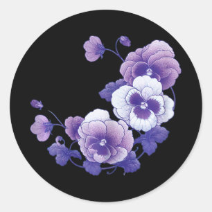 Adesivo Redondo Alzheimer Purple Floral Pansy Alzheimer's Awar