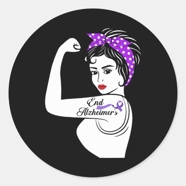 Adesivo Redondo Alzheimer Sensibilização Forte Fita Roxa (Frente)