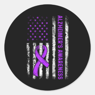 Adesivo Redondo Alzheimer's awareness fight american usa flag