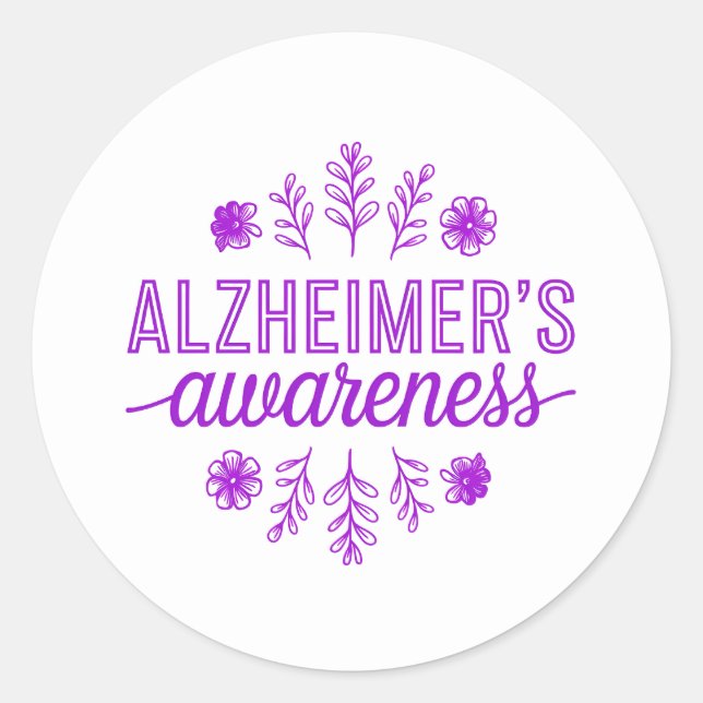 Adesivo Redondo Alzheimer's Disease Awareness Purple Floral (Frente)