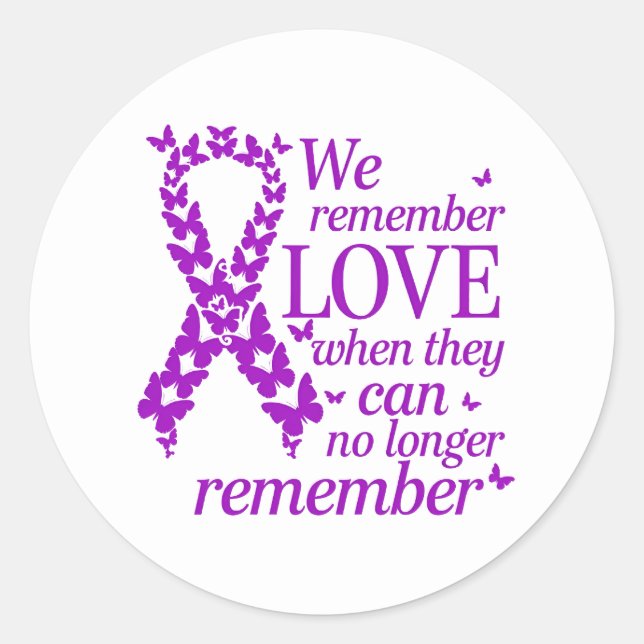 Adesivo Redondo Alzheimer's Disease Awareness Purple Ribbon (Frente)