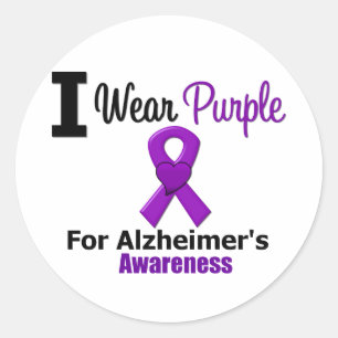 Adesivo Redondo Alzheimer's Disease Purple Ribbon Awareness