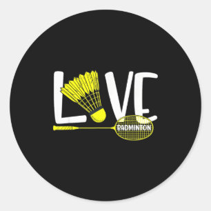 Adesivo Redondo Ama Badminton Raquete Fofa e Ventoinha Fã de Espor