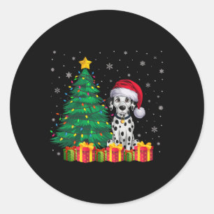 Adesivo Redondo Ama de Cachorro de Noel Hat, Dalmaciano