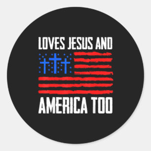 Adesivo Redondo Ama Jesus E a América Também Presentes do 4 de Jul