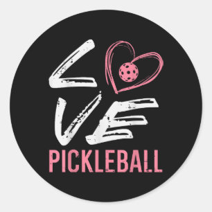 Adesivo Redondo Ama Pickleball Coração Picle Ball Mulheres Meninas