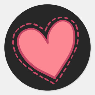 Adesivo Redondo Ama Rosa e Preto Coração - Casamento, Noivado
