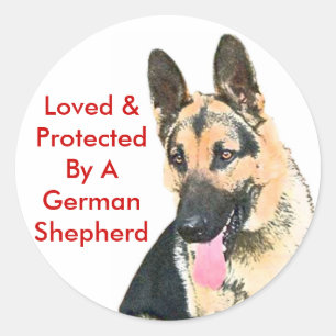 Adesivo Redondo Amado e protegido por um German shepherd