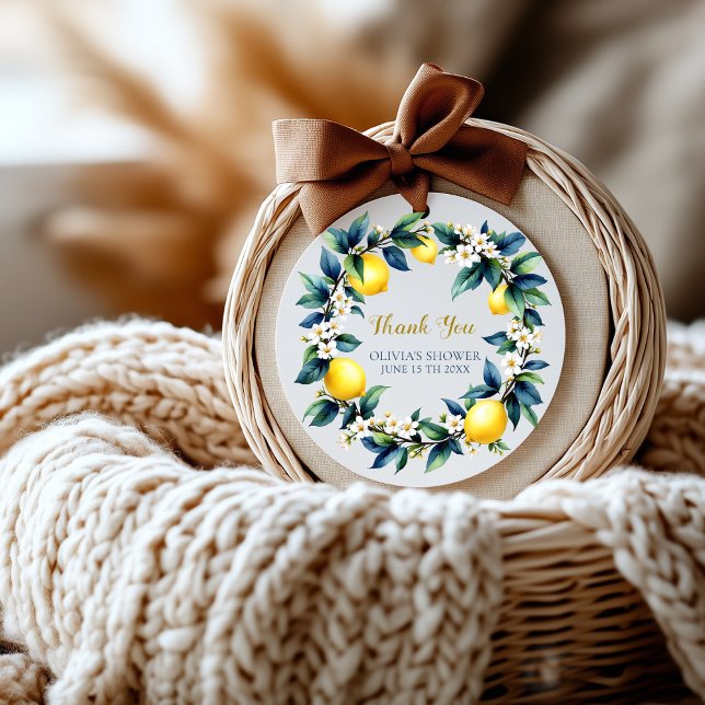 Adesivo Redondo Amalfi Ciao Baby Thank You Stickers | Lemon Wreath (Criador carregado)
