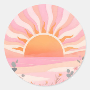 Adesivo Redondo Amanhecer Pastel Boho Prado
