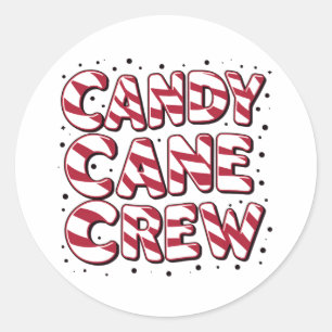 Adesivo Redondo Amante da Equipe do Candy Cane Natal Pijama de Nat