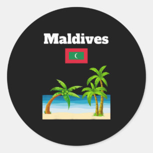 Adesivo Redondo Amante da Praia das Maldivas Viagem Souvenir Maldi