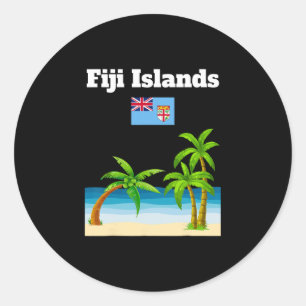 Adesivo Redondo Amante das Ilhas Fiji Viagem Suvenir Bandeira Fiji