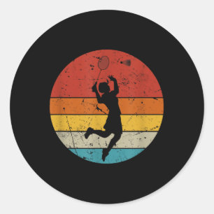 Adesivo Redondo Amante de Badminton Retro