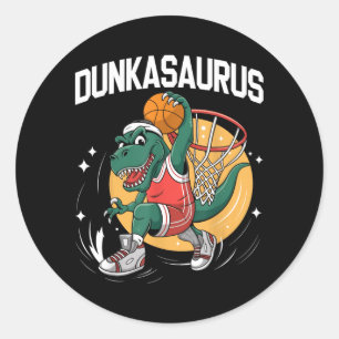 Adesivo Redondo Amante de Basquete Dinossauro Dunkasaurus Basquete