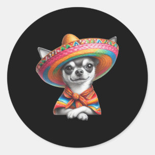 Adesivo Redondo Amante de Cachorro Chihuahua Engraçado Cinco De Ma
