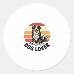 Adesivo Redondo Amante de Cães Gravura Vintage Desenho de Cão Fofo
