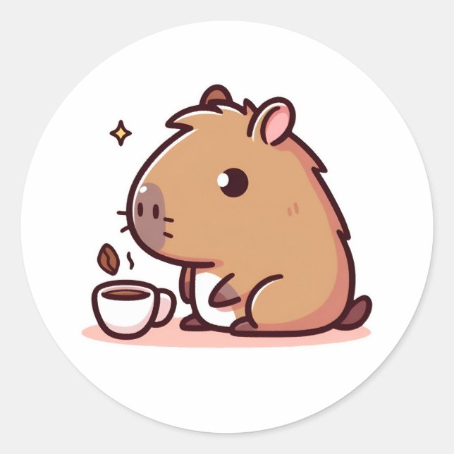 Adesivo Redondo Amante de café Capybara (Frente)