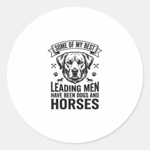 Adesivo Redondo Amante de Cão Cavalo Vintage Design de Homens Líde