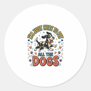 Adesivo Redondo Amante de Cão Engraçado Pet Vintage Todo o Design 