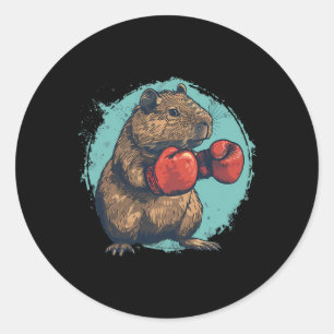 Adesivo Redondo Amante de Capivara de Boxe Luvas de Boxe Kickboxin