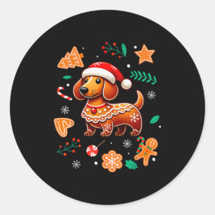Adesivo Redondo Amante de Dachshund de Pão de Mel Natal C