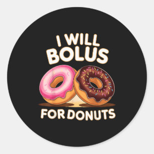 Adesivo Redondo Amante de Donut Humor Diabético Vai Bolus Por Donu