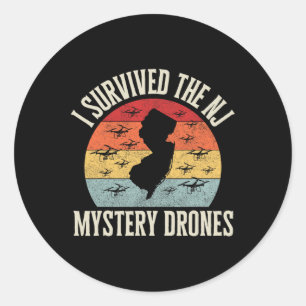 Adesivo Redondo Amante de Drone Engraçado Eu Sobrevivi ao Myster d