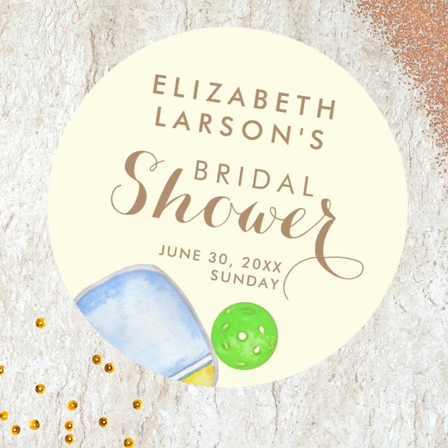 Adesivo Redondo Amante de Esportes Aquarela Tema de Casamento de P (Criador carregado)