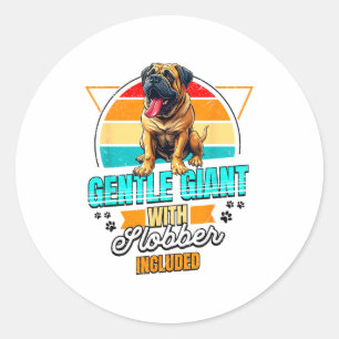 Adesivo Redondo Amante de Mastiff Engraçado Cachorro Mastiff Retro