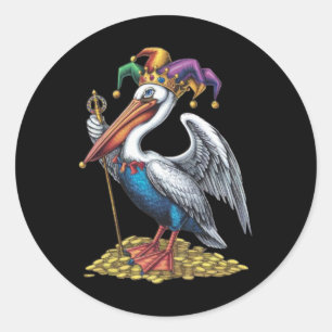 Adesivo Redondo Amante de os animais de Carnaval do Pelican Mardi