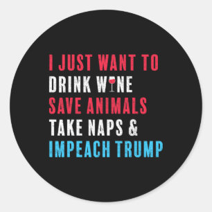 Adesivo Redondo Amante de os animais de Vinho de Tambor Anti-Trump