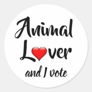 Adesivo Redondo amante de os animais e eu votaremos